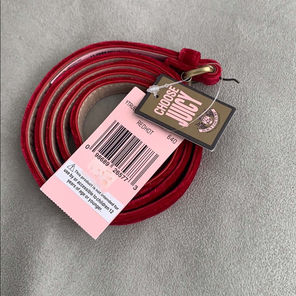 Juicy Couture Red Hot Velour Skinny Belt
